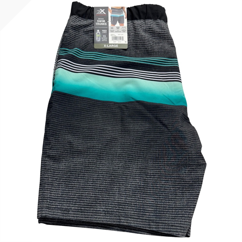 ZEROXPOSUR Mens Swim Trunks Board Shorts XL Grey Icing Recycled Liner Zip Pocket